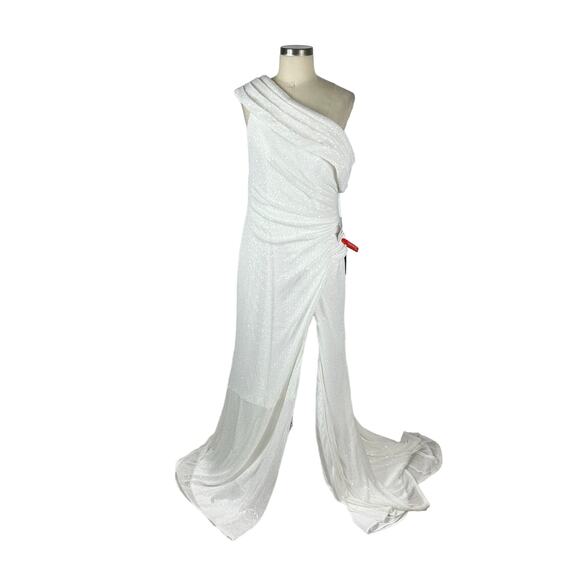 MAC DUGGAL 26550 White Sequin One Shoulder Long Gown Women's Size 10 NWT - Picture 2 of 9